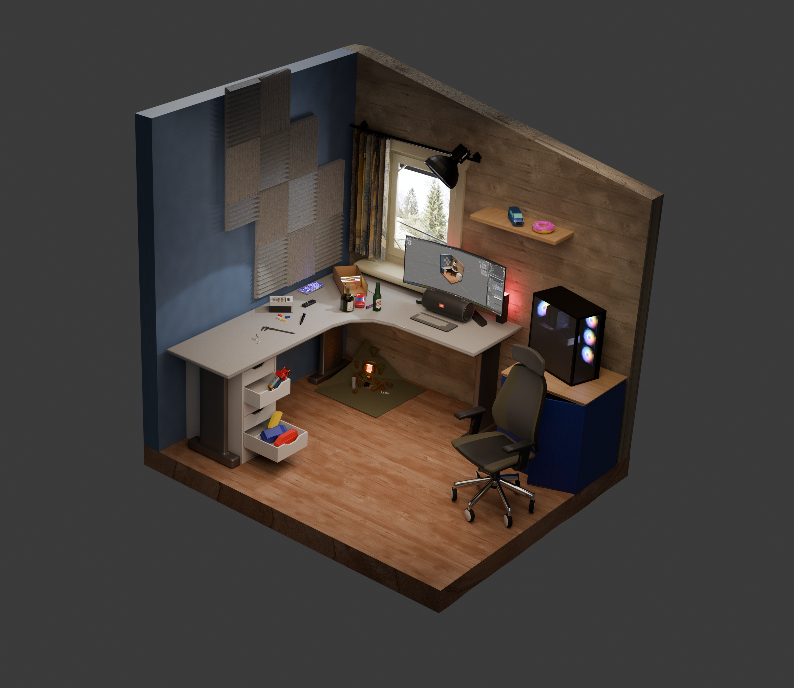 Diorama van Robbe's kamer